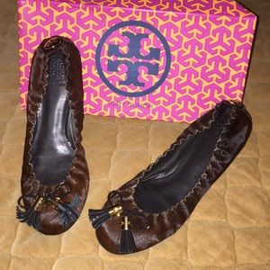 NWT Tory Burch Flats Reese Ballet pony hair